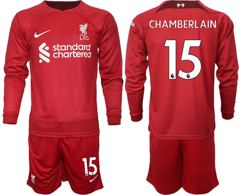 Men 2022-2023 Club Liverpool home long sleeves red #15 Soccer Jersey